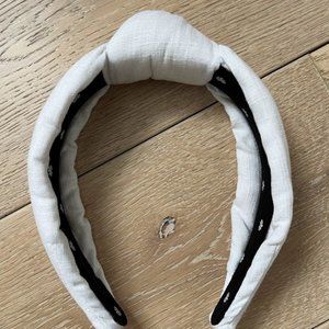 Lele Sadoughi White Linen Top Knot Headband